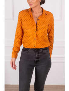 armonika Women's Orange Patterned Long Sleeve Shirt