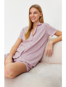 Trendyol Powder 100% Cotton Striped Knitted Pajama Set