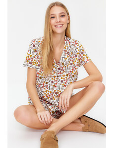 Trendyol Multicolored 100% Cotton Floral Patterned Knitted Pajamas Set