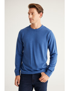 ALTINYILDIZ CLASSICS Men's Indigo Standard Fit Normal Cut, Crew Neck Knitwear Sweater.