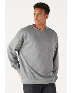 AC&Co / Altınyıldız Classics Men's Gray Melange Oversized Wide Cut Crew Neck Straight Sweatshirt.