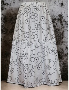 ŠatySukně Letní dlouhá volánová sukně z bavlněného plátna, malovaná