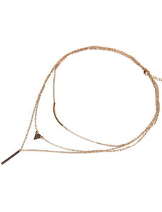 Camerazar Dámský náhrdelník s jemným trojúhelníkovým řetízkem, stříbrný/zlatý, délka 30+5 cm