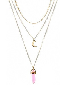 Camerazar Dámský dlouhý náhrdelník s přívěskem měsíc a kulička, stříbrný/zlatý, bižuterní kov, 60+6 cm