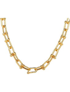 Camerazar Dámský náhrdelník Choker z bižuterního kovu, zlatý, délka 46+5 cm, tloušťka článků 6 mm