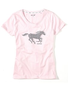 MUSTANG Dámské růžové tričko s potiskem koně