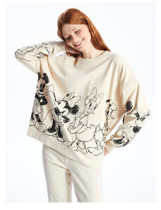 LC Waikiki Women's Crew Neck Mickey Mouse Printed Long Sleeve Oversized Sweatshirt.