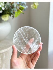 Gaia Crystal Selenitový podtácek kruhový Maroko 10cm