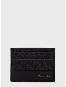 Kožené pouzdro na karty Calvin Klein černá barva, K50K509178