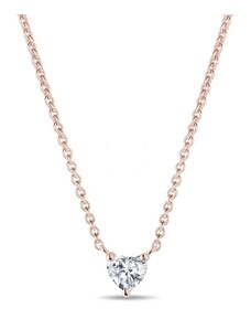 Diamantový náhrdelník srdce v růžovém zlatě KLENOTA N0962204