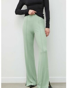 Kalhoty Day Birger et Mikkelsen dámské, zelená barva, široké, high waist