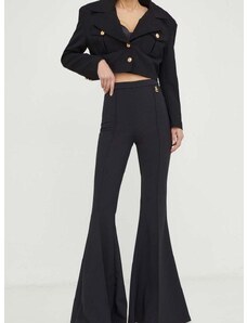 Kalhoty Elisabetta Franchi dámské, černá barva, zvony, high waist, PA02441E2