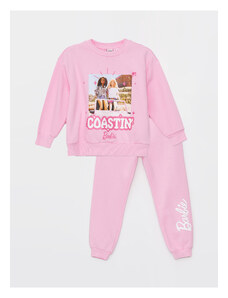 LC Waikiki Crew Neck Barbie Printed Long Sleeve Girls Sweatshirt and Sweatpants