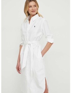 Bavlněné šaty Polo Ralph Lauren bílá barva, mini, 211928804