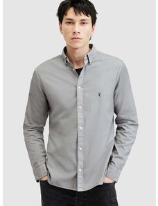 Košile AllSaints pánská, šedá barva, regular, s klasickým límcem