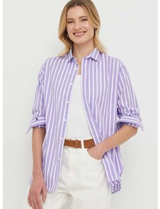 Bavlněná košile Polo Ralph Lauren fialová barva, relaxed, s klasickým límcem