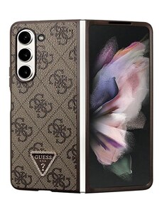 Originální kryt GUESS - hardcase Leather 4G Triangle Strass GUHCZFD5P4TDPW pro Samsung Galaxy Z Fold 5 Brown