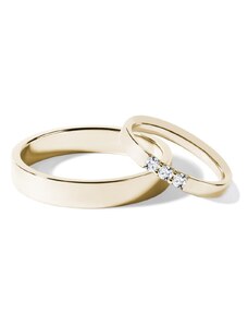 Set snubních prstenů s diamanty ve žlutém zlatě KLENOTA S0757203