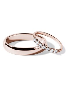 Sada snubních prstenů s diamanty v růžovém zlatě KLENOTA S0558014