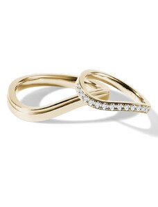 Sada snubních prstenů s vlnkou ve žlutém zlatě KLENOTA S0926203