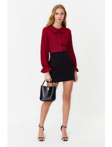 Trendyol Burgundy Collar Detailed Frilly Woven Shirt