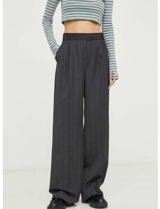 Kalhoty MAX&Co. x CHUFY dámské, šedá barva, široké, high waist