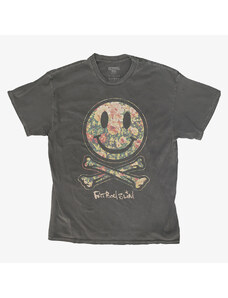 Pánské tričko Merch Revival Tee - Fatboy Slim Floral Smiley And Crossbones Unisex T-Shirt Black