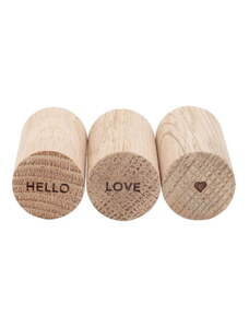 Eulenschnitt Dřevěné háčky Oak Wood Hello Love - set 3 ks