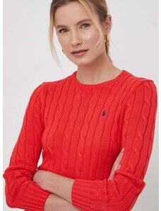 Bavlněný svetr Polo Ralph Lauren červená barva