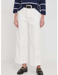 Kalhoty Polo Ralph Lauren dámské, béžová barva, široké, high waist