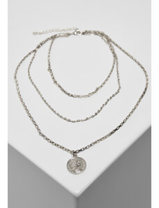Urban Classics Accessoires Stříbrný náhrdelník s vrstvením amuletů
