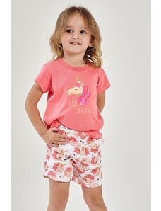 Taro Letní dívčí pyžamo Mila růžové s jednorožcem