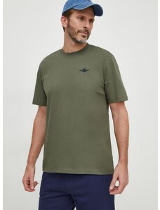 Bavlněné tričko Aeronautica Militare zelená barva, s potiskem