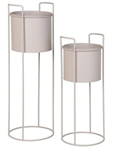 Nordic Living Set dvou béžových kovových květináčů Rabano 18/21,5 cm