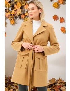 Z6778 DEWBERRY WOMEN'S COAT-LIGHT CAMEL