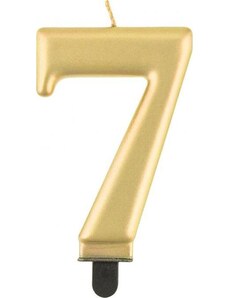 Godan / candles B&C svíčka, číslo 7, metalická zlatá, 8,0 cm