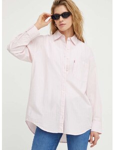 Bavlněná košile Levi's růžová barva, relaxed, s klasickým límcem