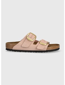 Nubukové pantofle Birkenstock Arizona Big Buckle růžová barva, 1026559