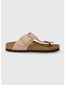 Semišové žabky Birkenstock Gizeh Big Buckle dámské, růžová barva, na plochém podpatku, 1027113