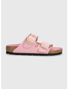 Kožené pantofle Birkenstock Arizona Big Buckle dámské, růžová barva, 1026485