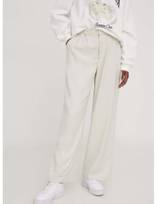 Kalhoty Hollister Co. dámské, béžová barva, jednoduché, high waist