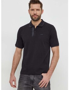 Bavlněné polo tričko Calvin Klein černá barva, s aplikací