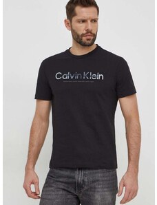 Bavlněné tričko Calvin Klein černá barva, s potiskem, K10K112497