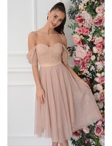 Pudrově růžové krajkové šaty Scoti