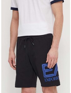 Bavlněné šortky EA7 Emporio Armani černá barva