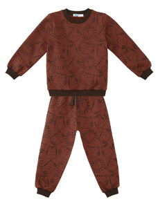 Denokids Animals Baby Boy Brown Tracksuit Set