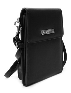 Černá klopnová kožená dámská mini kabelka Agota