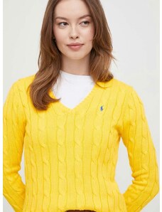 Bavlněný svetr Polo Ralph Lauren žlutá barva, lehký, 211891641