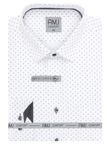 Pánská košile AMJ Comfort - bílá s tmavým vzorem VDBR1329