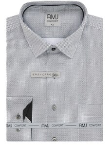 Pánská košile AMJ Comfort - šedá se tmavým vzorem VDBR1350
